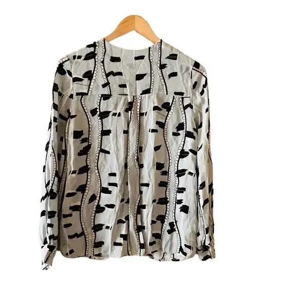 Reiss Sienna Snake Print Long Sleeve Top Size 4 Cream Multi - Picture 3 of 11